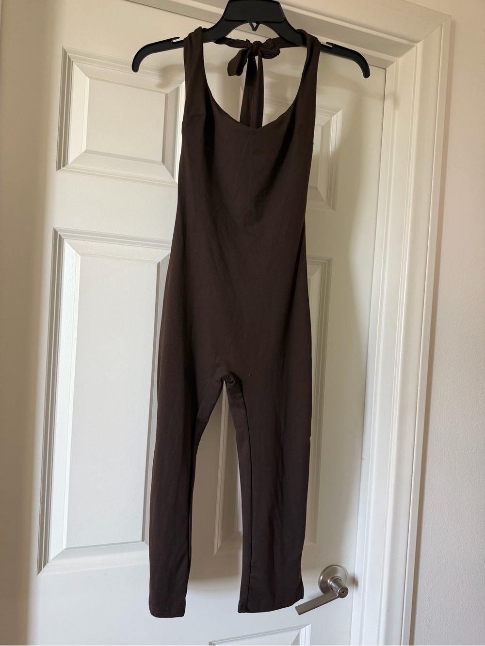 Brown halter neck capri catsuit jumpsuit romper xs